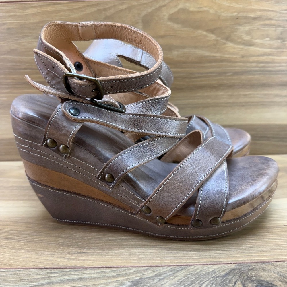 BedStu Juliana Wedge Sandals Womens 7.5 Light Brown Rustic Boho Platform Chunky
